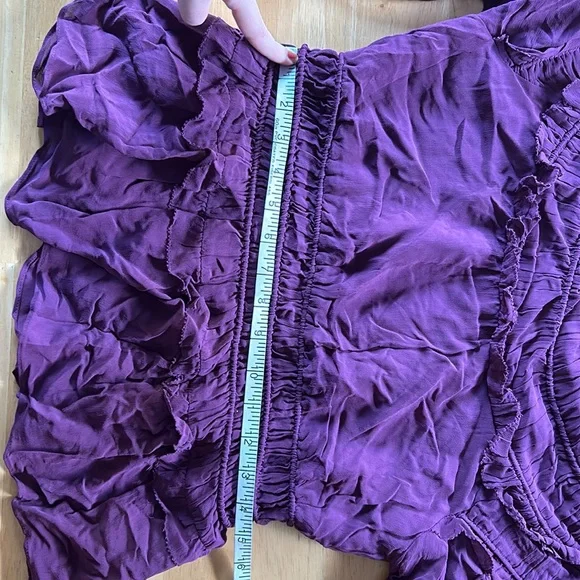 Farm Rio Smocked Burgundy Ruffle Blouse - Picture 15 of 16